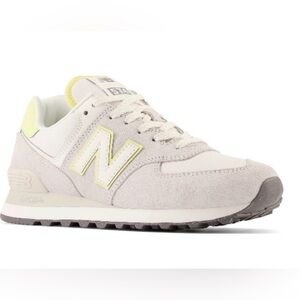 New Balance 574 Cream and Yellow Athletic Shoes